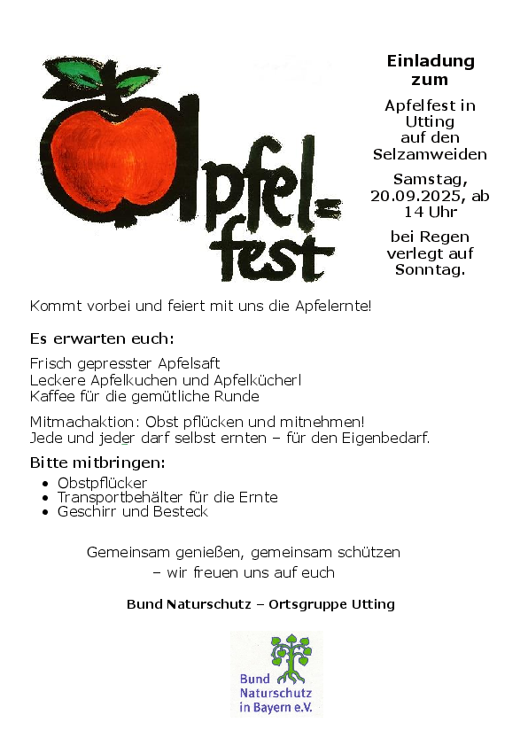 Ankündigung Apfelfest Utting